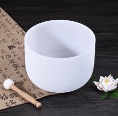 Fábrica de cuencos cantores de cristal Chakra esmerilado vende directamente con estuche