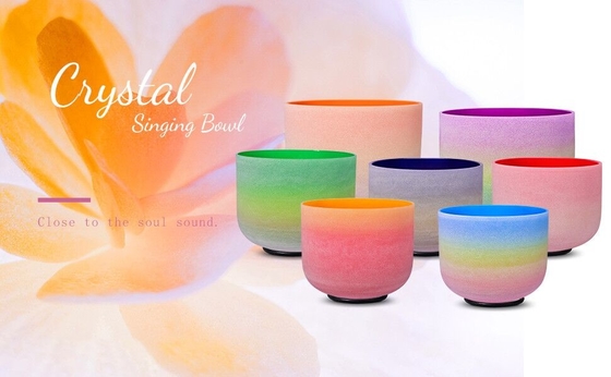 8-14 conjunto Rainbowl Color Cristal Cantando cuencos para la curación de sonido con bolsas de transporte
