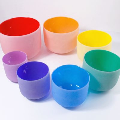 Cuenco Cantor de Cristal de Cuarzo Fusión Rosa Chakra Sacro Claro D 7