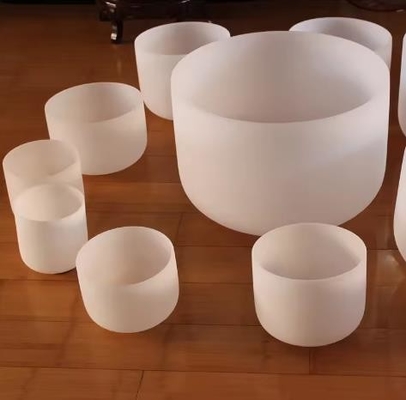 Cuencos cantores de cristal seleccionados a mano de primera calidad con estuche y mazo de goma para terapia de sonido y baño