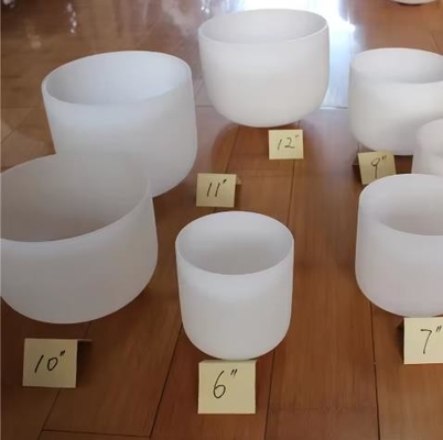 Juego de cuencos cantores de cristal esmerilado de alta calidad de 8 a 14 pulgadas para meditación con accesorios