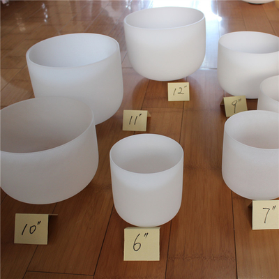 Juego de cuencos cantores de cristal esmerilado de alta calidad de 8 a 14 pulgadas para meditación con accesorios