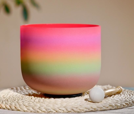 Alta pureza 99.9% increíblemente resonante fabricante directo de arco iris de cuarzo juego de cuenco de canto