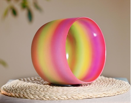 Alta pureza 99.9% increíblemente resonante fabricante directo de arco iris de cuarzo juego de cuenco de canto