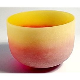 Cuenco cantor de cristal de cuarzo esmerilado del Chakra del Corazón F de color arcoíris de 8" con bolsa de transporte