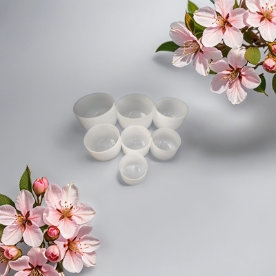 Cuencos cantores de cristal esmerilado de 6 a 24 pulgadas disponibles para todo tipo de notas musicales.