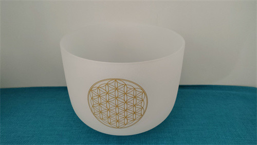 Flor de la Vida Cuarzo Cristal Cantando Bowl Conjunto con Macho y O-Rings gratis hechos de cuarzo de alta pureza