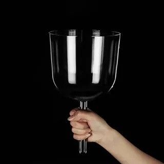 Cuenco cantor de cristal portátil con asas