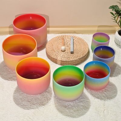 Cuenco de canto de cristal de cuarzo 12''30 cm Chakra helado Verde F