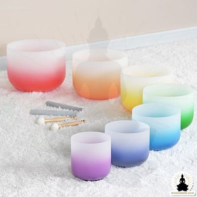 Cuenco de canto de cristal de cuarzo helado para terapia de sonido