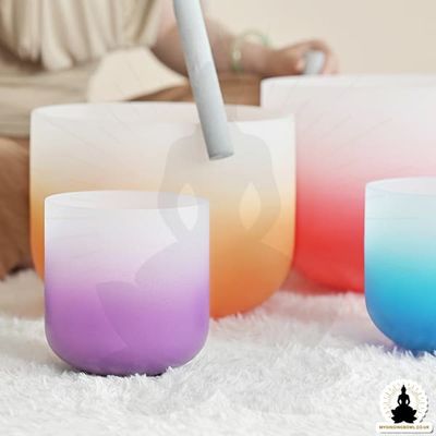 Cuenco de canto de cristal de cuarzo helado para terapia de sonido