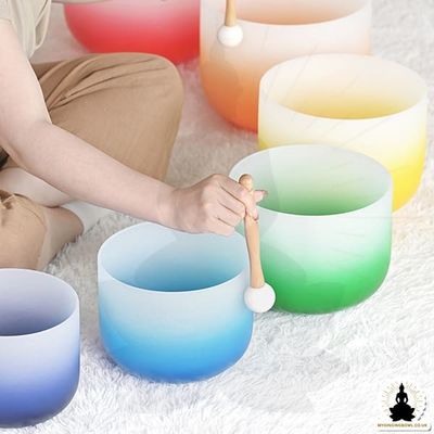 Cuenco de canto de cristal de cuarzo helado para terapia de sonido