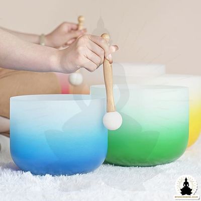Cuenco de canto de cristal de cuarzo helado para terapia de sonido
