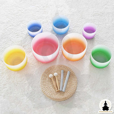 Cuenco de canto de cristal de cuarzo helado para terapia de sonido