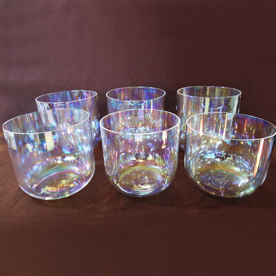 Clear fused crystal singing bowls with carrying case and rubber mallets