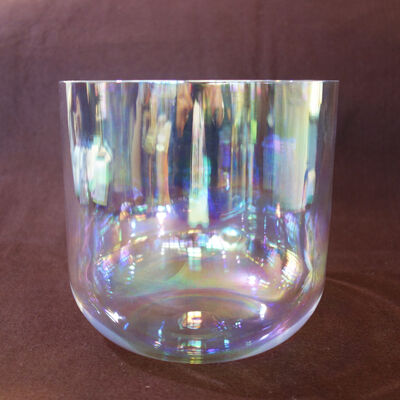 Clear fused crystal singing bowls with carrying case and rubber mallets