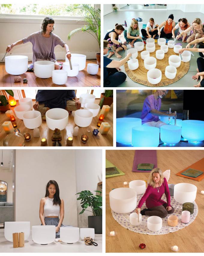 Proporciona una taza de canto helada con tono de chakra CDEFGAB 15